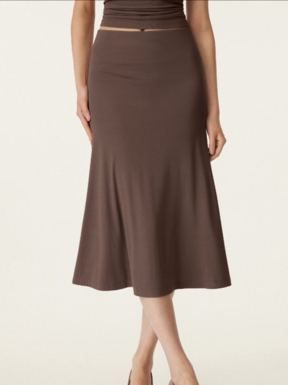 Breezy Pull-on Mermaid Midi Skirt - White - Picture 2 of 2